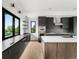 This stylish kitchen showcases dark cabinets, stainless appliances, sleek countertops, and ample natural light at 5258 Lions Paw St, Castle Rock, CO 80104