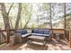 Relax on the back deck in this great outdoor space with comfortable sectional sofa and views of mature trees at 10422 Nelson Ct, Broomfield, CO 80021