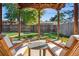 Relaxing covered patio with seating area offering views of the landscaped backyard at 7910 Hooker St, Westminster, CO 80030