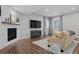 Cozy living area with a fireplace, comfortable seating, and bright natural light at 10597 Soulmark Way, Highlands Ranch, CO 80126