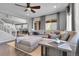 Cozy living room with plush sectional sofa, hardwood floors, and an open layout flowing to the kitchen at 4781 Basalt Ridge Cir, Castle Rock, CO 80108
