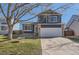 Charming two-story home with a well-maintained lawn, mature tree, and a two car garage at 9694 Canberra Dr, Highlands Ranch, CO 80130