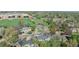 Expansive aerial view of a neighborhood showcasing homes with mature trees and landscaping near green spaces at 6621 S Cherry Way, Centennial, CO 80121