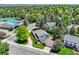 Aerial view showcasing home in lush, green neighborhood with mature trees and blue skies at 10130 E Powers Ave, Greenwood Village, CO 80111