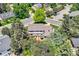 Aerial view of a well-maintained home featuring a backyard patio, mature trees and a serene outdoor space at 10130 E Powers Ave, Greenwood Village, CO 80111