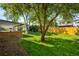 Lush backyard with a well-manicured lawn and mature trees, leading to a covered patio area at 9325 Meade St, Westminster, CO 80031