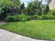 Serene back yard features lush greenery, mature trees, and a well-maintained lawn at 615 N Williams St, Denver, CO 80218