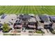 Aerial view showing the architectural design and roof top solar panels in this row house community at 3734 Ridgeway St, Boulder, CO 80301