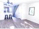 Bright living room with breakfast bar, sleek wood floors, and access to the upper level at 15475 E Louisiana Ave, Aurora, CO 80017