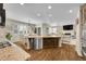 Open kitchen with island, stainless appliances and hardwood floors, perfect for modern living at 25262 E 2Nd Pl, Aurora, CO 80018