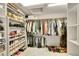 Spacious walk-in closet with custom shelving for shoes, handbags, and hanging clothes at 25262 E 2Nd Pl, Aurora, CO 80018