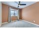 Bedroom with neutral walls, ceiling fan and window coverings at 1405 Willow Oak Rd, Castle Rock, CO 80104