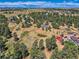 Aerial view of a peaceful, wooded neighborhood at 1817 Buttercup Rd, Elizabeth, CO 80107