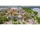 Aerial view of modern home location with lake view, walkable amenities, close to dining, and neighborhood at 1647 N Osceola St, Denver, CO 80204
