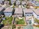 Aerial view of homes showcasing fenced yards and outdoor living spaces at 2410 Morningview Ln, Castle Rock, CO 80109