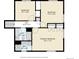 Second floor plan highlighting the primary bedroom, two additional bedrooms, and bathrooms for Gathering living at 4410 S Estes St, Littleton, CO 80123