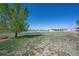 Large backyard featuring a vast grassy area and mature tree, providing a serene view at 8700 Ehler Pkwy, Brighton, CO 80602