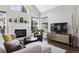 Bright living room with a fireplace, large windows, and comfortable seating arrangement at 4976 S Nelson St # A, Littleton, CO 80127