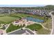 Aerial view of community park featuring a playground, tennis courts, walking paths and green space at 1815 Avery Way, Castle Rock, CO 80109