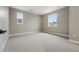 This bedroom features neutral walls, carpet, and two windows for natural light at 3370 Backdrop Ct, Castle Rock, CO 80108