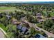 Aerial view showcases the home situated near mature trees in a desirable neighborhood at 8277 Carriage Ln, Parker, CO 80134
