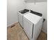 Bright laundry room featuring a modern washing machine and dryer at 27699 E 7Th Ln, Aurora, CO 80018