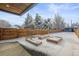 A view of the backyard featuring a wooden fence and raised garden beds at 1864 W 41St Ave, Denver, CO 80211