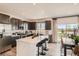 Modern kitchen with island, stainless steel appliances, and access to backyard at 11053 Snowdon St, Parker, CO 80134