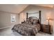 Inviting bedroom with a high bed frame, complemented by neutral tones and comfortable furnishings at 25779 E Jamison Cir, Aurora, CO 80016
