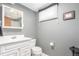 Cozy bathroom with modern vanity, mirror, and toilet at 6905 Nelson St, Arvada, CO 80004