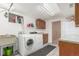 Laundry area featuring washer, dryer, utility sink, and storage cabinets at 6905 Nelson St, Arvada, CO 80004