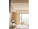Bright bedroom features a comfortable bed, large window offering city views at 1133 14Th St # 3420, Denver, CO 80202