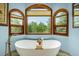 Relaxing soaking tub in Primary bathroom with views of surrounding landscape at 17995 Minglewood Trl, Monument, CO 80132