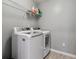 Modern laundry room with front-loading washer and dryer set at 12863 Crane River Dr, Firestone, CO 80504