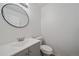 Freshly renovated half bath showcasing a new vanity and modern fixtures at 16251 E 17Th Pl # C, Aurora, CO 80011