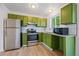 Updated kitchen featuring stainless steel appliances, green cabinetry and a light countertop at 16251 E 17Th Pl # C, Aurora, CO 80011
