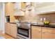 Kitchen featuring stainless steel stove, modern appliances, sleek counter tops, and modern cabinetry at 2240 N Clay St # 501, Denver, CO 80211