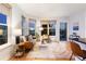 Bright living room with hardwood floors, plush rug, and city views through large windows at 2240 N Clay St # 501, Denver, CO 80211