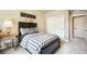 Welcoming bedroom showcasing bedside table and closet in a comforting color scheme at 17275 Gwilym Ct, Monument, CO 80132