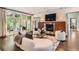 Cozy living room featuring a fireplace, large windows, and modern decor at 235 Eudora St, Denver, CO 80220