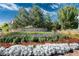 Landscaped entrance to the Fox Meadow community showcasing vibrant floral arrangements and signage at 804 Summer Hawk Dr # 7301, Longmont, CO 80504