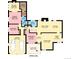Layout of upper level featuring garage, primary bedroom, Gathering room, kitchen, dining area, courtyard and living room at 7019 S Windermere St, Littleton, CO 80120