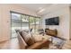 Modern living room featuring a comfortable couch, large windows, and hardwood flooring at 2525 S Pearl St, Denver, CO 80210