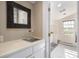 The bathroom featuring a decorative wood mirror and a bright white countertop and sink area at 726 S Corona St, Denver, CO 80209