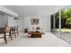 Bright living room with sliding glass doors, comfortable seating, modern decor, and seamless indoor-outdoor transition at 9161 W Lake Dr, Littleton, CO 80123