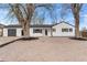 Charming home features a well-maintained front yard with mature trees and manicured gravel, beautiful exterior paint and detailing at 4625 Webster St, Wheat Ridge, CO 80033