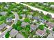 Beautiful aerial showcasing the neighborhood's lush green spaces and home with mature landscaping at 8927 Green Meadows Ln, Highlands Ranch, CO 80126
