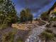Picturesque backyard with a stone retaining wall, native trees, and natural rock landscaping at 5441 Twilight Way, Parker, CO 80134