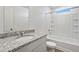 Bathroom featuring granite countertops, a bathtub, and a single sink at 22123 E 38Th Pl, Aurora, CO 80019