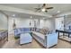 Spacious living room with a comfortable sectional sofa, ottoman and guitars on the wall for added character at 2314 Fairway Wood Cir, Castle Rock, CO 80109